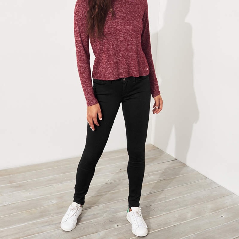 Black Hollister Jeans 3L Low Rise Super Skinny